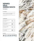 Hermes Gold Rimmed White Color Marble Slab Tile ตกแต่งอาคาร