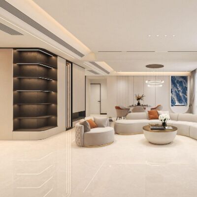 กระเบื้องโปรเซลีนที่ทันสมัยที่มีการออกแบบผสมซีเมนต์มาร์บอร์ สะดวกในการทําความสะอาดและสอดคล้องกับกราฟต์สําหรับพื้นที่ร่วมสมัย