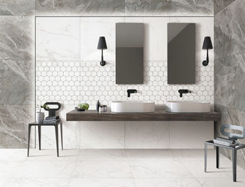 กระเบื้องพอร์ซเลนหินอ่อนสีขาว Carrara, ผนังห้องนั่งเล่นในห้องครัวและกระเบื้องปูพื้น