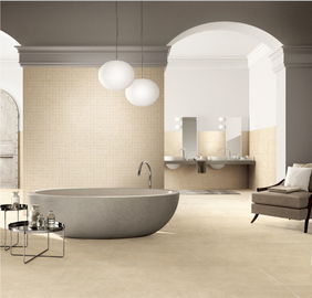 กระเบื้องพอร์ซเลนเคลือบด้านจีนสำหรับบ้าน 600 * 600 มม. สีครีมตกแต่งกระเบื้องปูพื้น