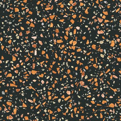 แผ่นพื้นหินเทียม Terrazzo Porcelain ตกแต่งพื้นกระเบื้องสีดำ